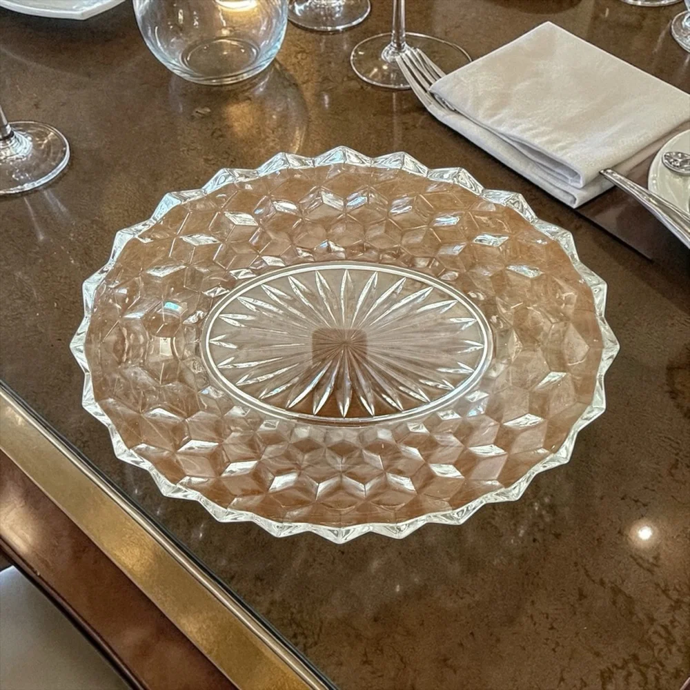 Vintage Fostoria American Clear Glass Oval Serving Vegetable Bowl MCM Cubist